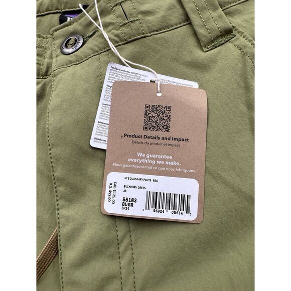 Patagonia Men's Quandary Pants Buckhorn Green NWT Size 38x32 $99 Retail - Picture 3 of 7